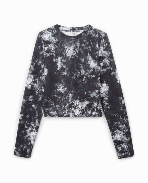 Top manches longues motif marbre noir - Pimkie