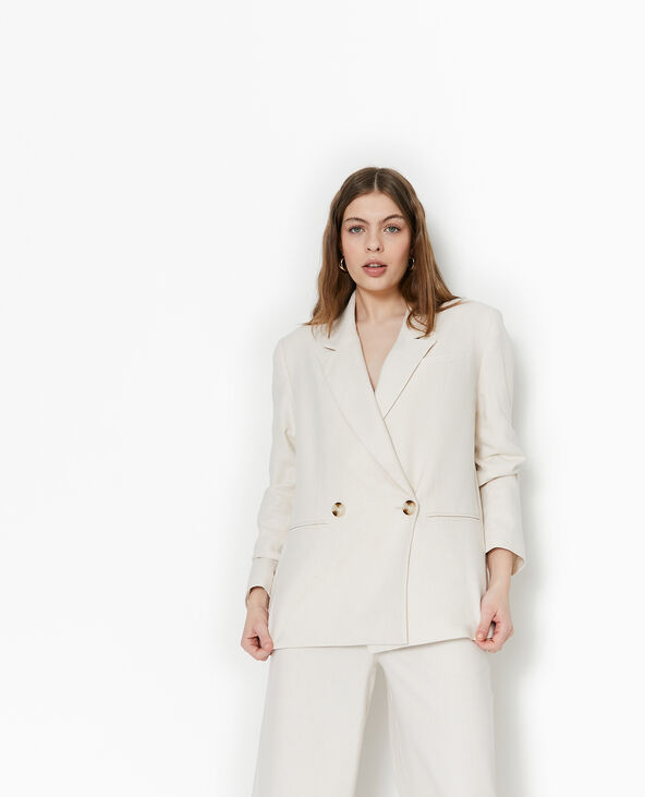Veste blazer en tissu effet lin rustique blanc - Pimkie