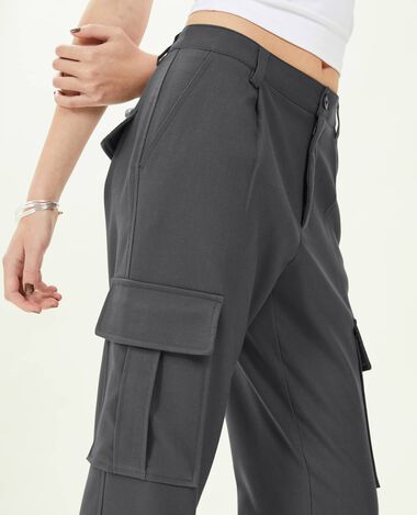 Pantalon cargo uni gris foncé - Pimkie