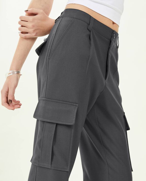 Pantalon cargo uni gris foncé - Pimkie