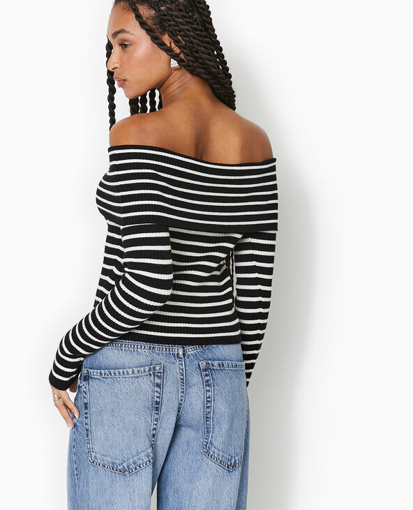 Pull maille fine encolure Bardot noir - Pimkie
