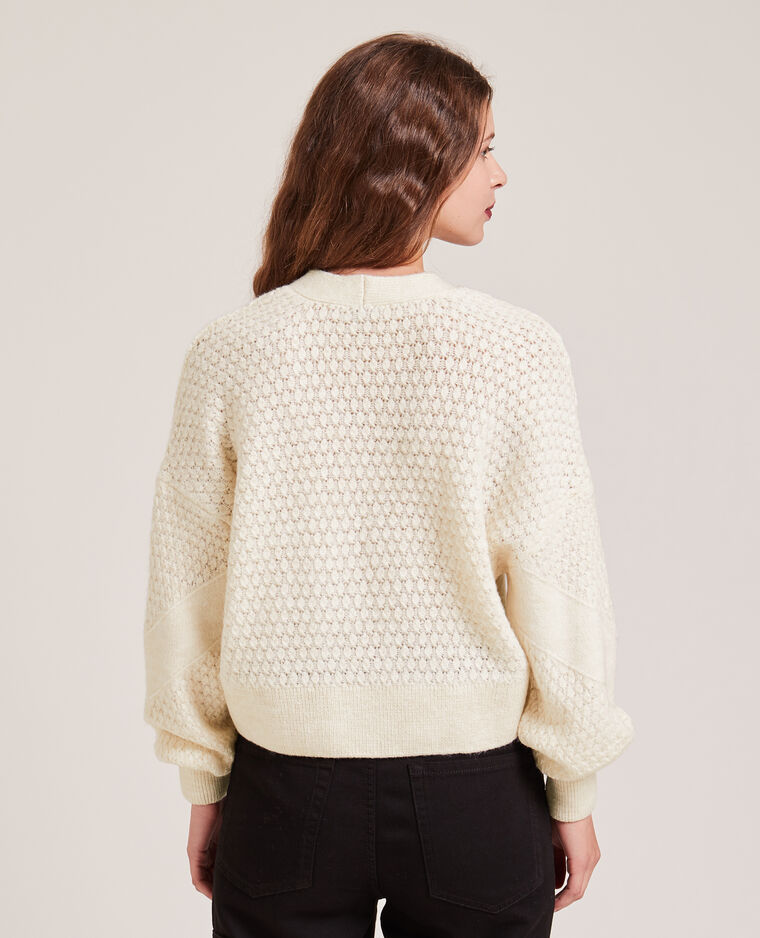 Gilet maille fantaisie boutons strass blanc cassé - Pimkie