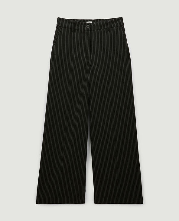 Pantalon large et droit rayures banquier noir - Pimkie