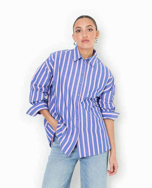 Chemise oversize rayée esprit pyjama d'homme bleu - Pimkie