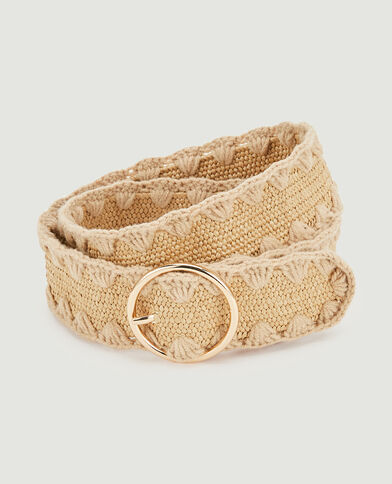 Ceinture en paille et laine jaune - Pimkie