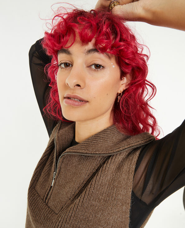 Pull sans manches à col camionneur taupe - Pimkie
