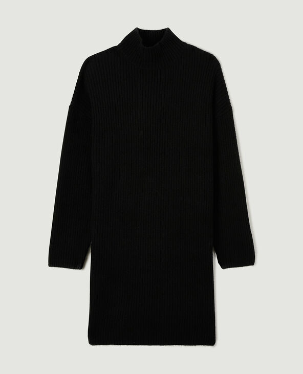 Robe courte en maille avec col montant noir - Pimkie