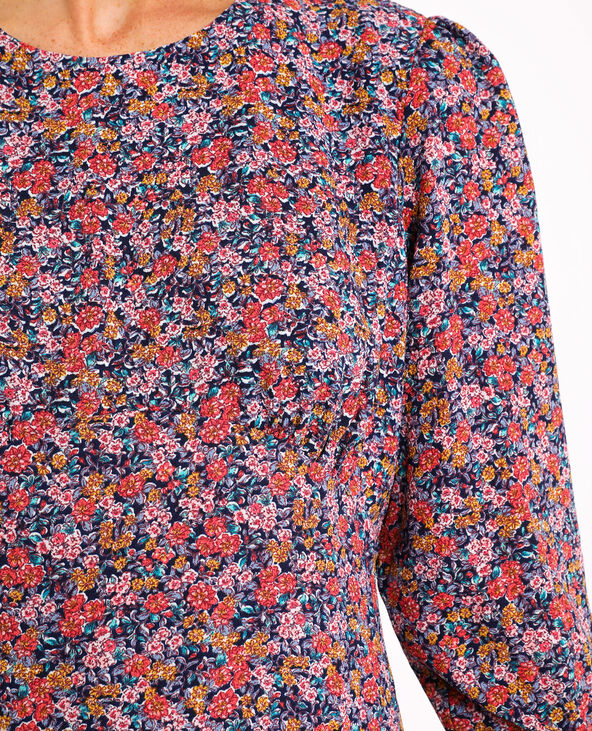 Petite robe à fleurs bleu foncé - Pimkie