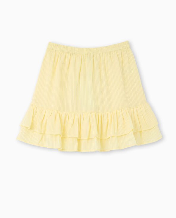 Jupe courte à volants avec mini sequins Jaune pâle - Pimkie
