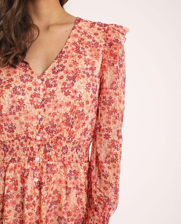 Robe à fleurs beige - Pimkie