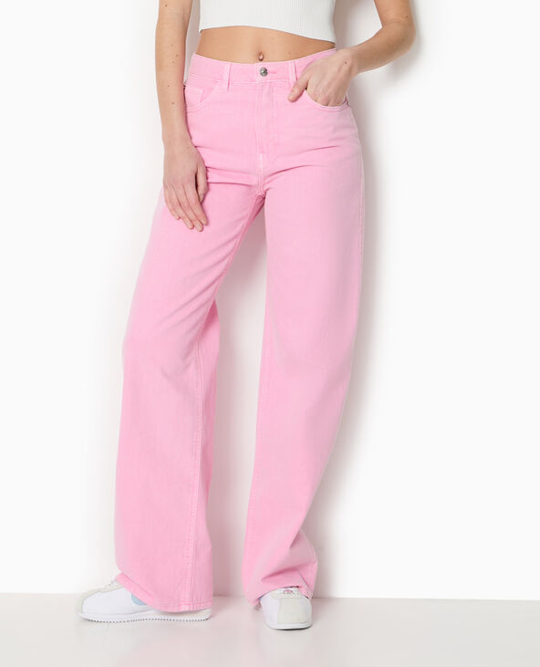 Jean wide taille haute rose - Pimkie