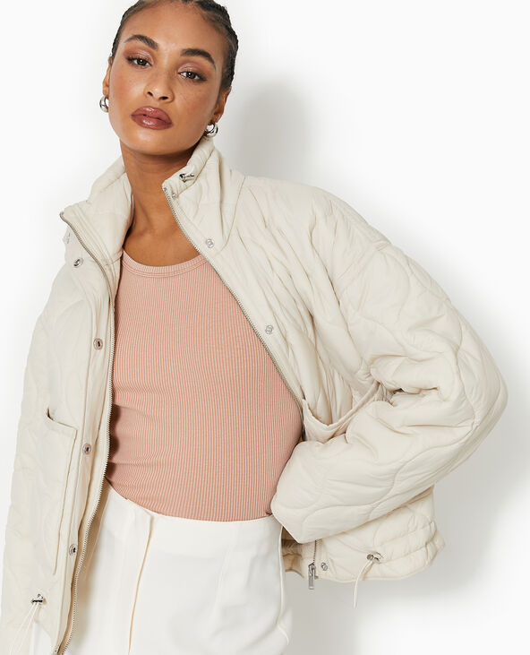 Veste matelassée + écharpe assortie beige - Pimkie