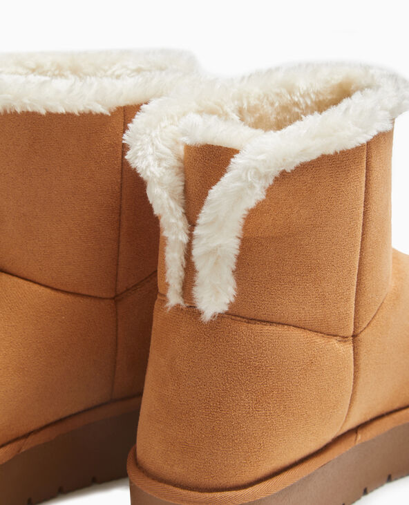 Boots fourrées en suédine beige - Pimkie