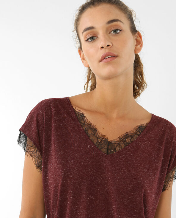 T-shirt dentelle violet - Pimkie