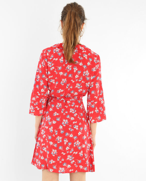Robe portefeuille volantée rouge - Pimkie