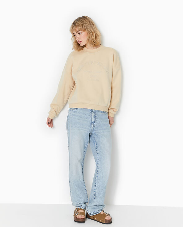 Sweat avec broderie beige - Pimkie