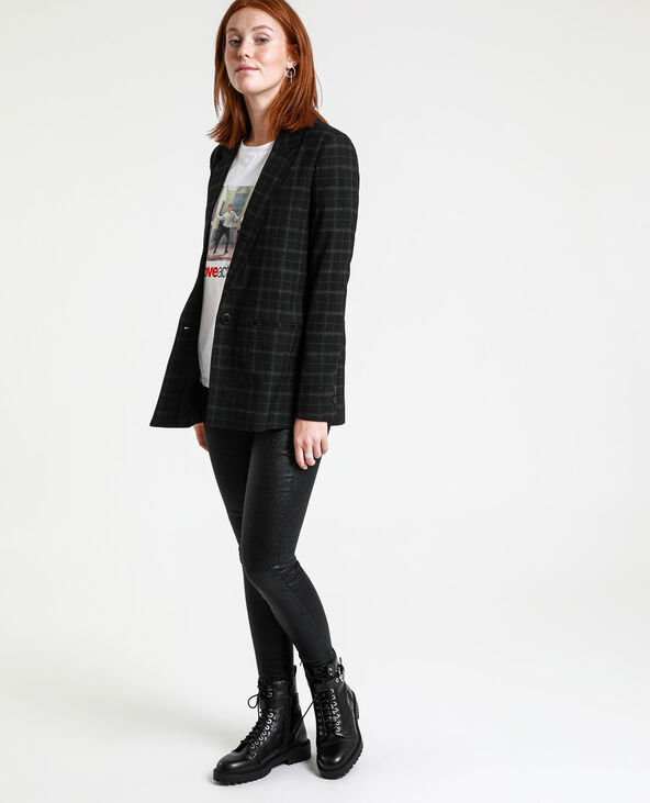 Blazer à carreaux noir - Pimkie