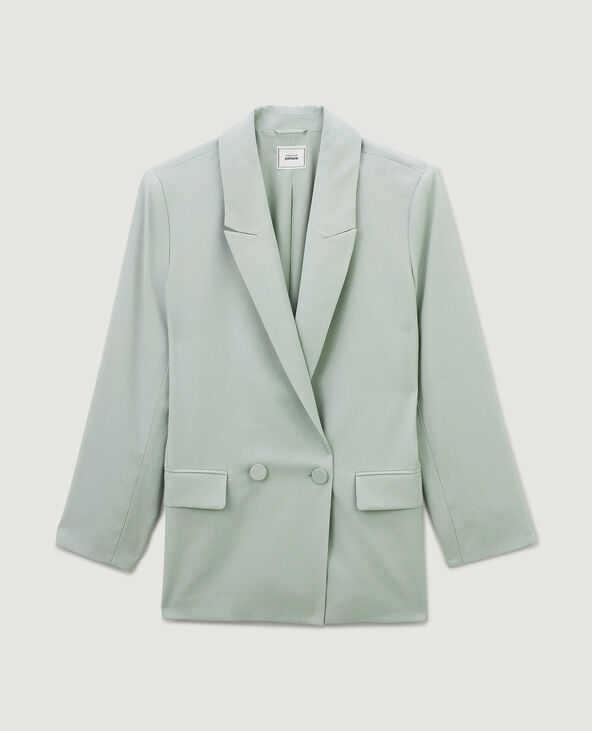 Veste blazer oversize en toile fluide vert - Pimkie