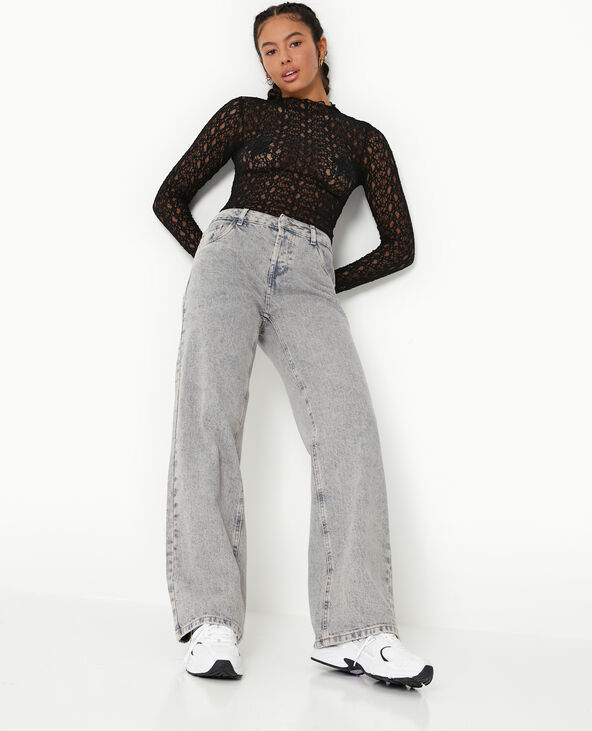 Jean wide taille basse effet délavé rose clair - Pimkie