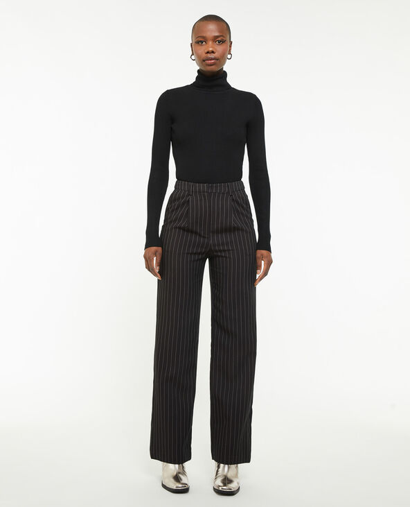 Pantalon droit avec fines rayures noir - Pimkie
