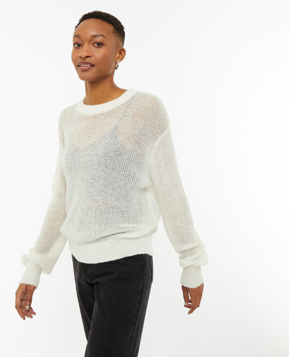 Pull en maille ajourée blanc - Pimkie