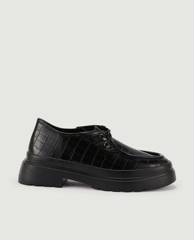 Mocassins à lacets effet croco noir - Pimkie