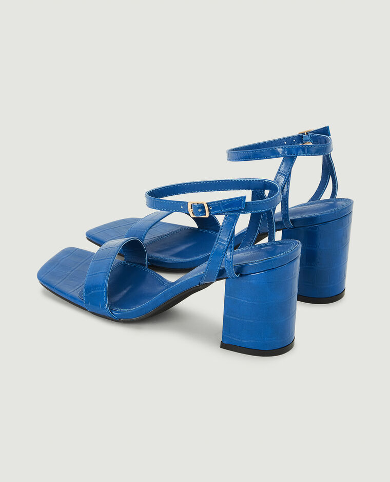 Sandales à talon effet croco bleu marine - Pimkie