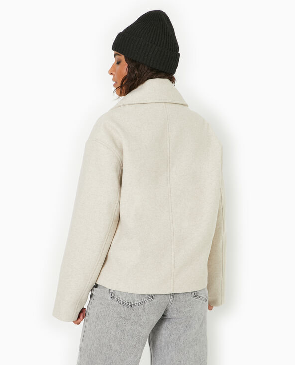 Caban court effet drap de laine beige - Pimkie
