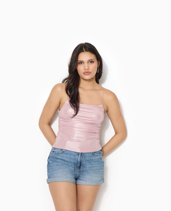 Débardeur en maille satinée avec fronces rose - Pimkie