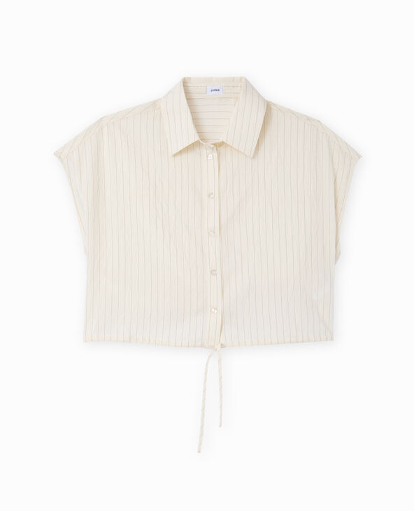 Chemise courte sans manches avec fines rayures écru - Pimkie