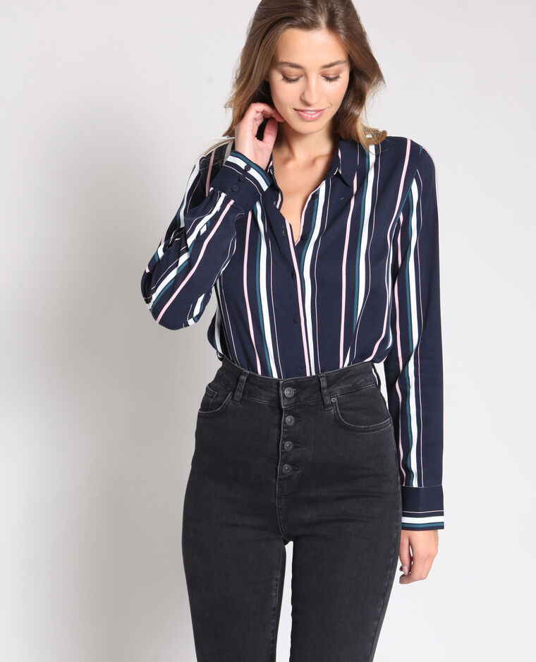 Chemise à rayures bleu marine - Pimkie