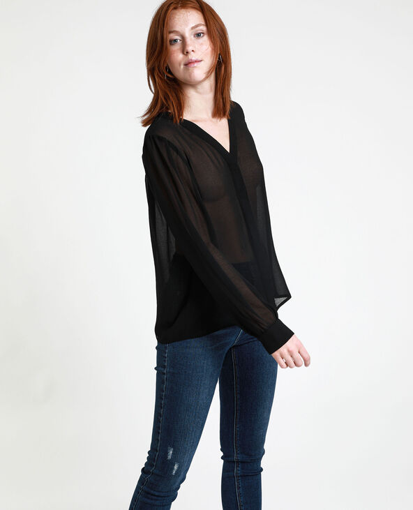 Chemisier transparent noir new arrivals