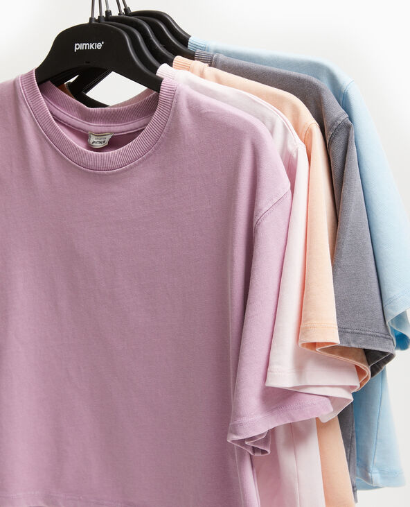 T-shirt court en coton épais effet délavé gris foncé - Pimkie