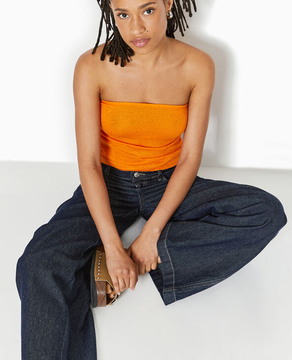 Top bustier bandeau en maille orange - Pimkie