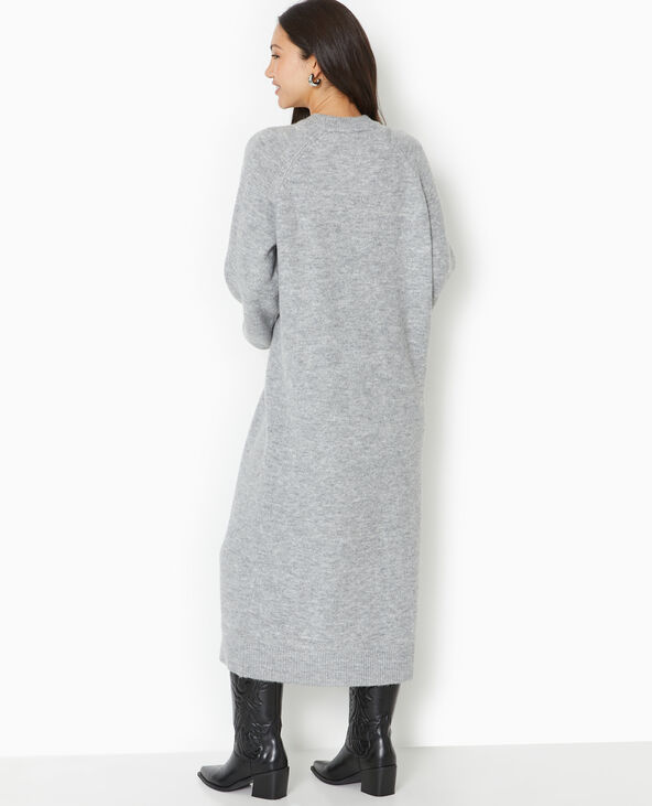 Robe longue en maille tricot gris chiné - Pimkie