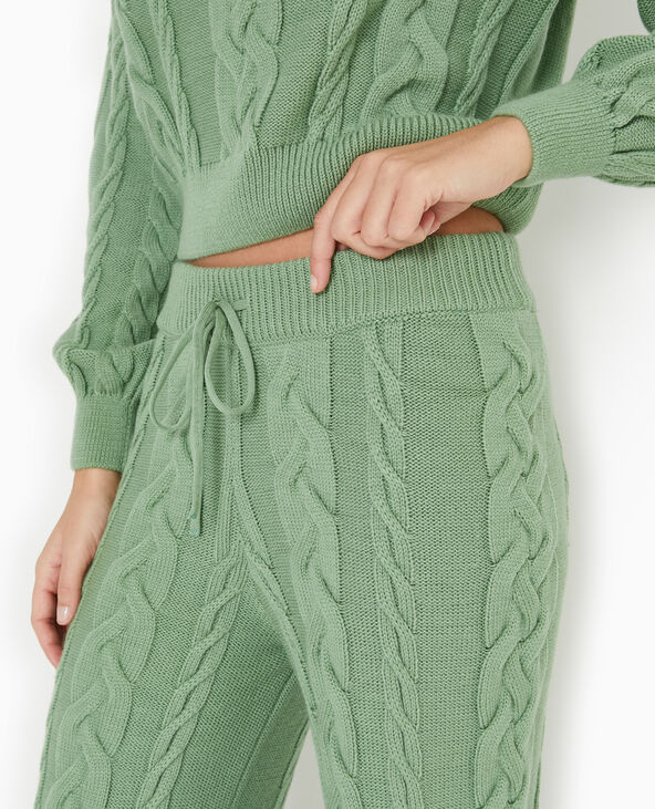 Pantalon droit en maille torsadée vert - Pimkie