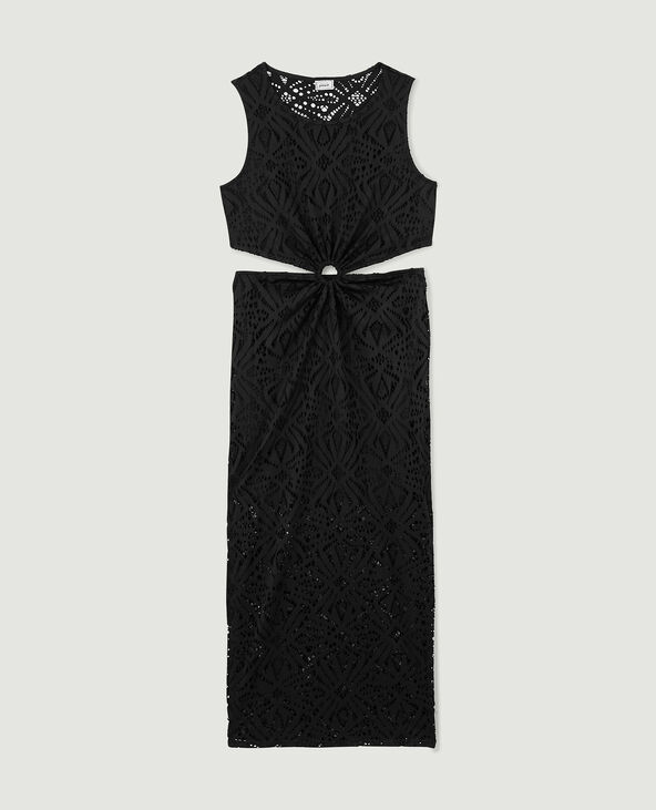 Robe longue avec découpes et anneau central noir - Pimkie