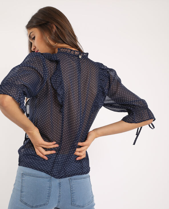 Blouse à pois bleu marine - Pimkie