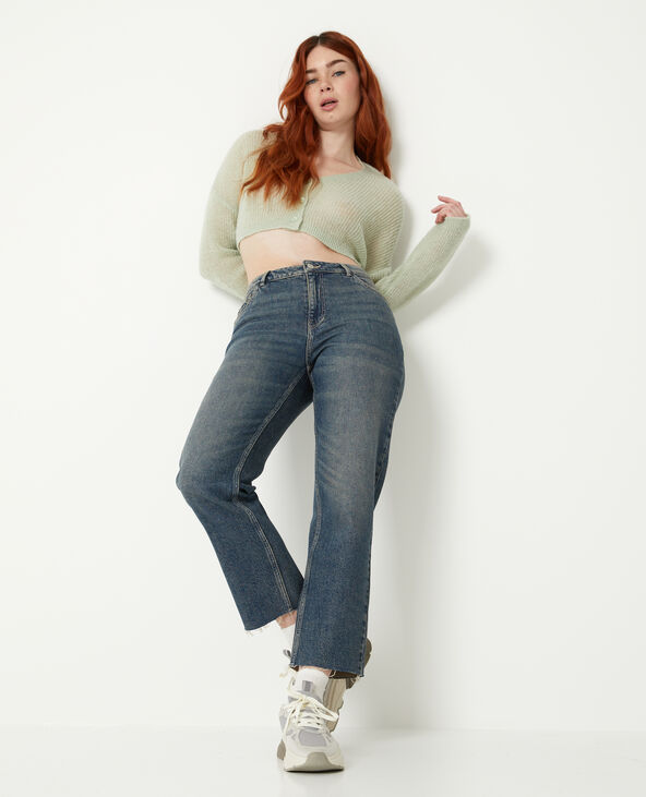 Jean droit taille regular avec bas effilochés vert kaki - Pimkie