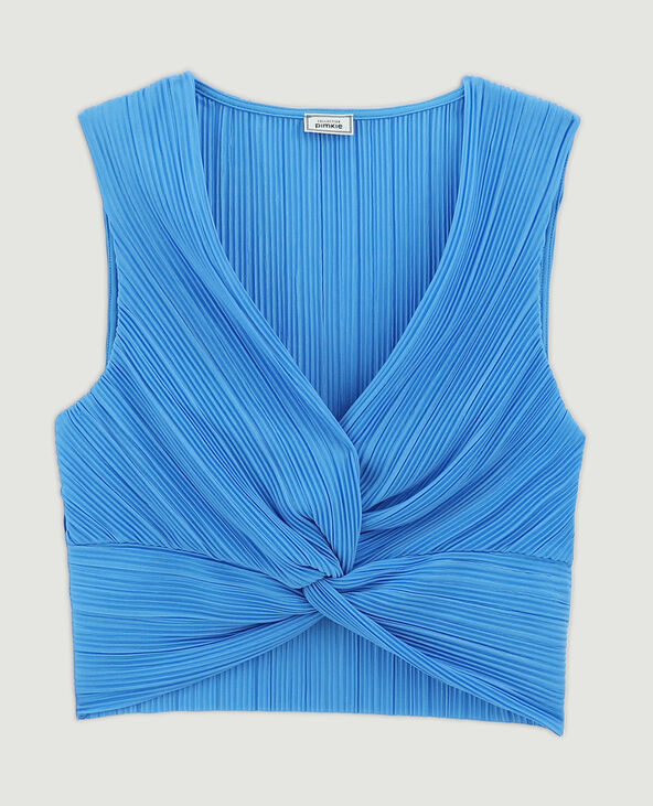 Top court en tissu plissé bleu - Pimkie