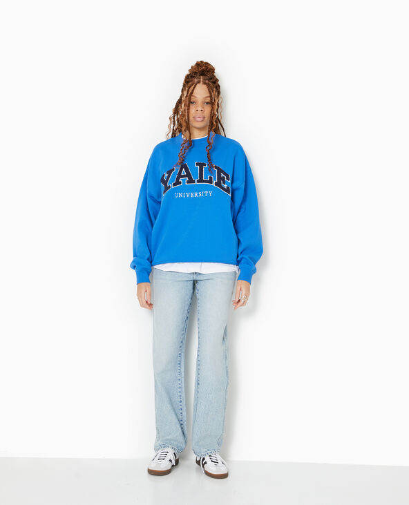 Sweat oversize avec transfert bouclette YALE bleu électrique - Pimkie