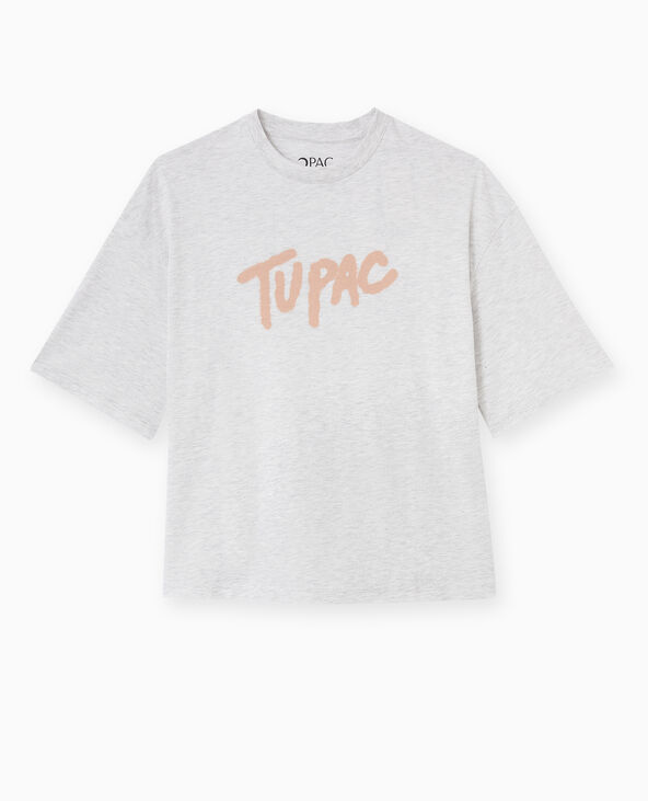 T-shirt oversize TUPAC gris chiné - Pimkie