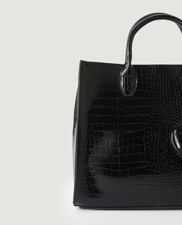 Sac effet croco noir - Pimkie