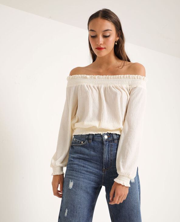 Top à col bardot blanc - Pimkie