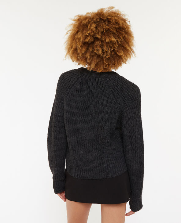 Gilet en grosse maille gris foncé - Pimkie