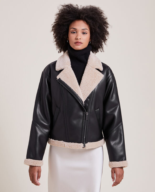 Blouson aviateur avec sherpa noir - Pimkie