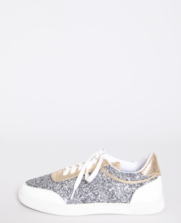 Baskets à paillettes argenté - Pimkie