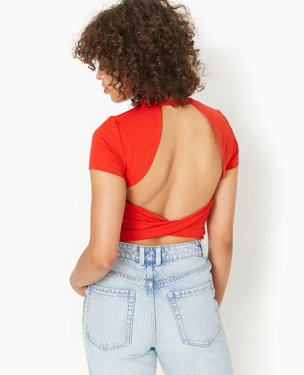 Top dos-nu avec pan twisté rouge - Pimkie