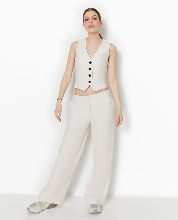 Gilet de barman en tissu effet lin rustique blanc - Pimkie