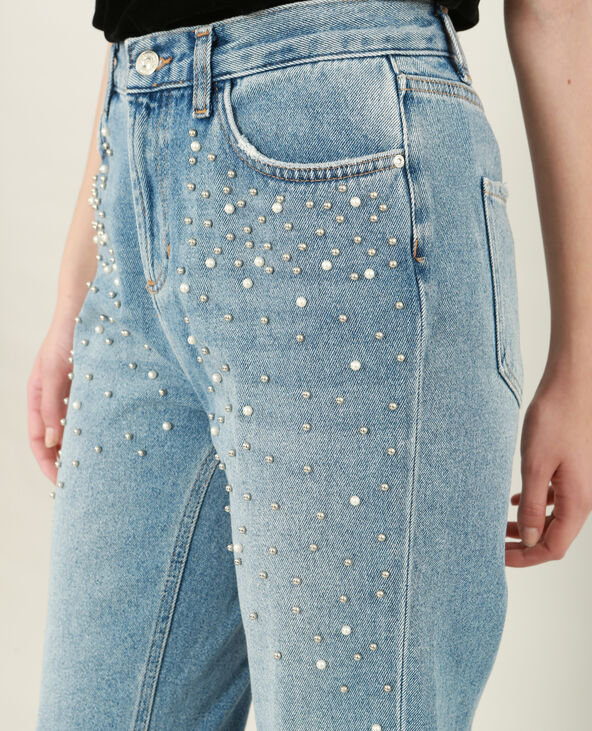 Jean mum à perles bleu foncé - Pimkie